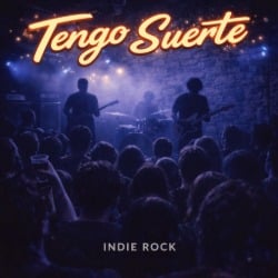 Tengo Suerte indie rock show with silhouetted band and crowd in a small stone venue at The Hive in Flagstaff Arizona